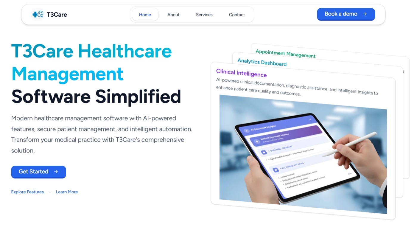T3Care — Web experience overview